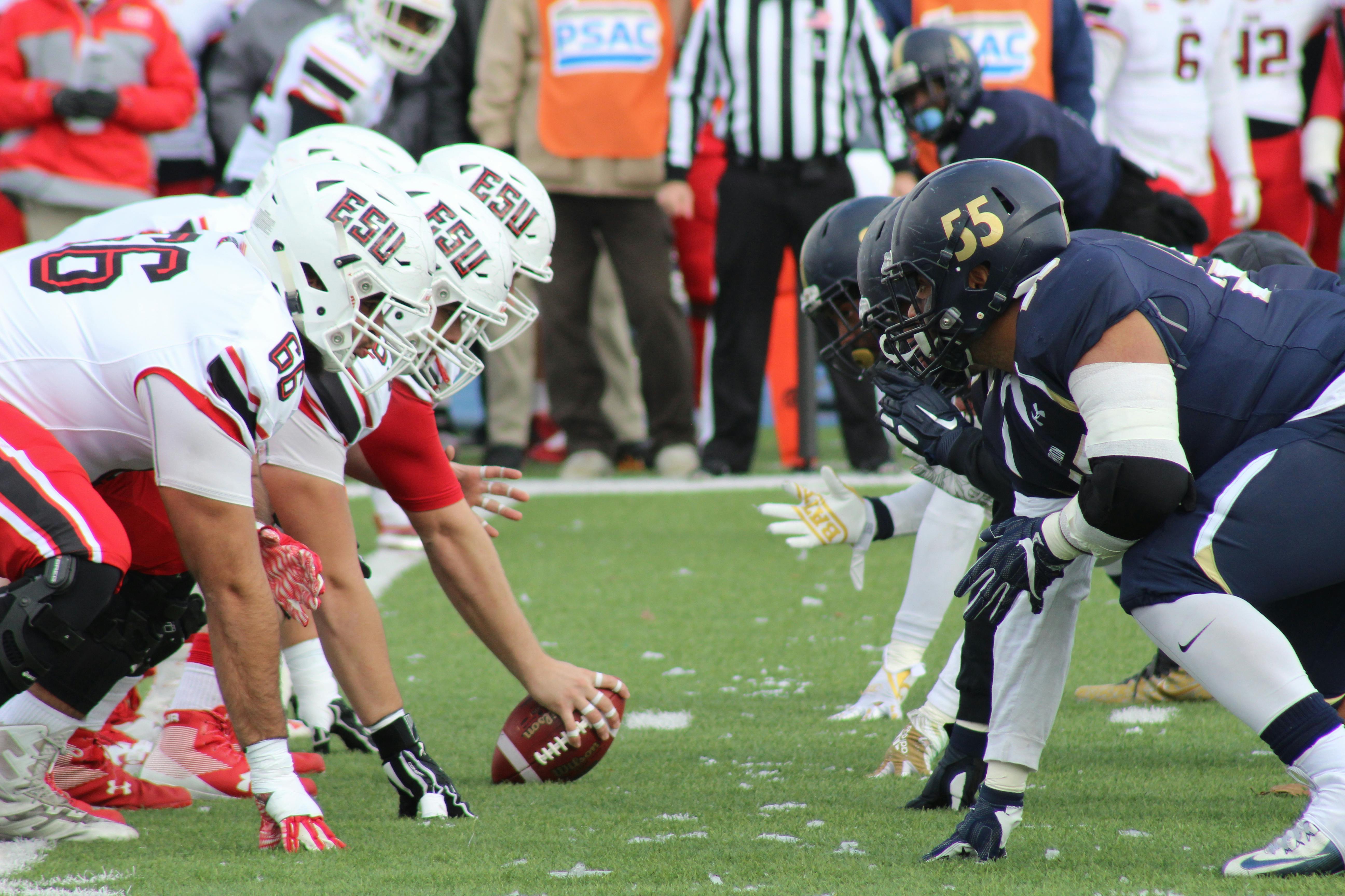 Football players in action